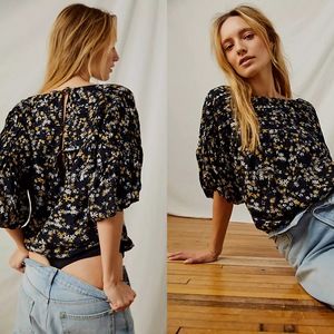 FREE PEOPLE Dessa Bodysuit Black Floral